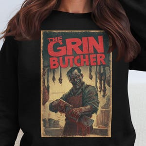 The Grin Butcher Horror T-Shirt | Vintage Butcher Comic Tee | Scary Butcher Graphic Shirt  XS to 5XL