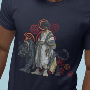African and Panther Tee | African Warrior Art Shirt | Afrofuturism Tribal Top | Melanin Tribal Tee | Anime African Man Design