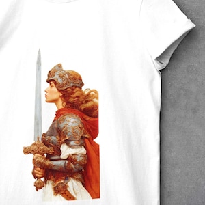 Female Knight T-Shirt | Feminine Medieval Armor Apparel | Fantasy Art Sword Woman Shirt | Noble Heroine Clothing