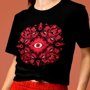 Weirdcore Eyeball Shirt | Demonic Plus Size Horror Tee | Grunge Gothic Screaming Faces Design | Bella Canvas XS to 5XL