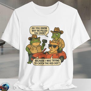 Funny Animals Shirt | Cat Red Dot Joke Tee |  Hilarious Pet Traffic Stop T-Shirt | Fun Gift Idea for Animal Lovers | Cartoon Humor Shirt