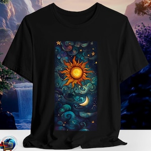 Dreamy Sun Moon Clouds Shirt | Artistic Celestial Boho Graphic Tee | Mystical Cosmic Night Aesthetic | Soft Bella Canvas | S to 3XL
