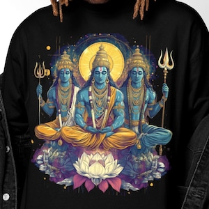 Hindu Trinity Gods T-Shirt | Shiva Vishnu Brahma Graphic Tee | Mahadev Mahakaal Neelkanth Apparel