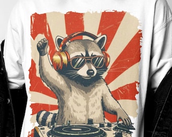 Cool DJ Raccoon Shirt | Funny Music Raccoon Tee | Graphic Shirt For Men And Women