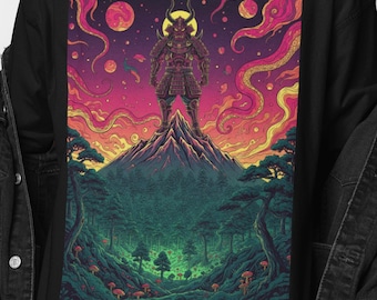 Demon Samurai T Shirt | Surreal Psychedelic Japanese Warrior Graphic Tee | Samurai Lover Gift | Fantasy Art Present