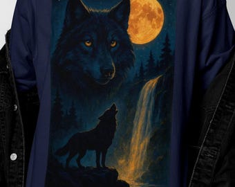 Vintage jaren 90 Wolf-shirt met print, retro Y2k-streetwear