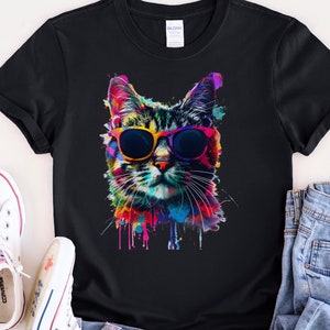 Cat with Sunglasses Unisex T-shirt, Cat Tee, Animal Lover Gift Shirt, Funny Graphic Tee, Cool Cat Shirt