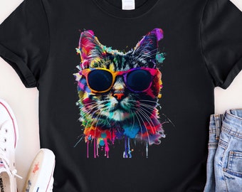 Cat with Sunglasses Unisex T-shirt, Cat Tee, Animal Lover Gift Shirt, Funny Graphic Tee, Cool Cat Shirt