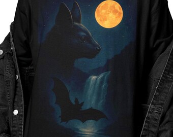 Maglietta con pipistrello / Maglietta grafica vintage con animali selvatici e pipistrelli / Streetwear Y2K, Top anni 2000