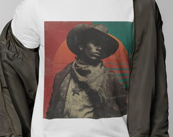 Black American Cowboy TShirt | Black Cowboy Afrocentric Rodeo Tee | Ebony Western Wild West Shirt | Oversized Plus Size Gift for Black Men