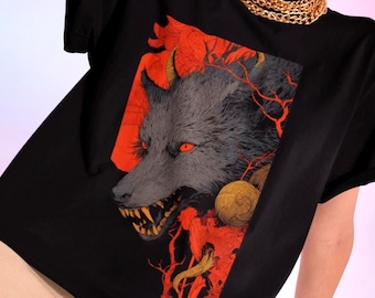Vintage Werwolf-Grafik-T-Shirt | Vintage 90er Jahre Wolfcore Shirt