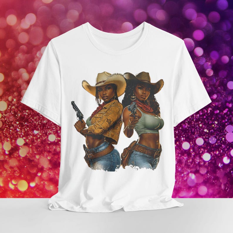 Melanin Rodeo-skjorta - Svart western cowgirl-t-shirt, afro-vilda västern-kläder, lantligt mode, XS-5XL mjuk överdimensionerad grafisk t-shirt. bild 1
