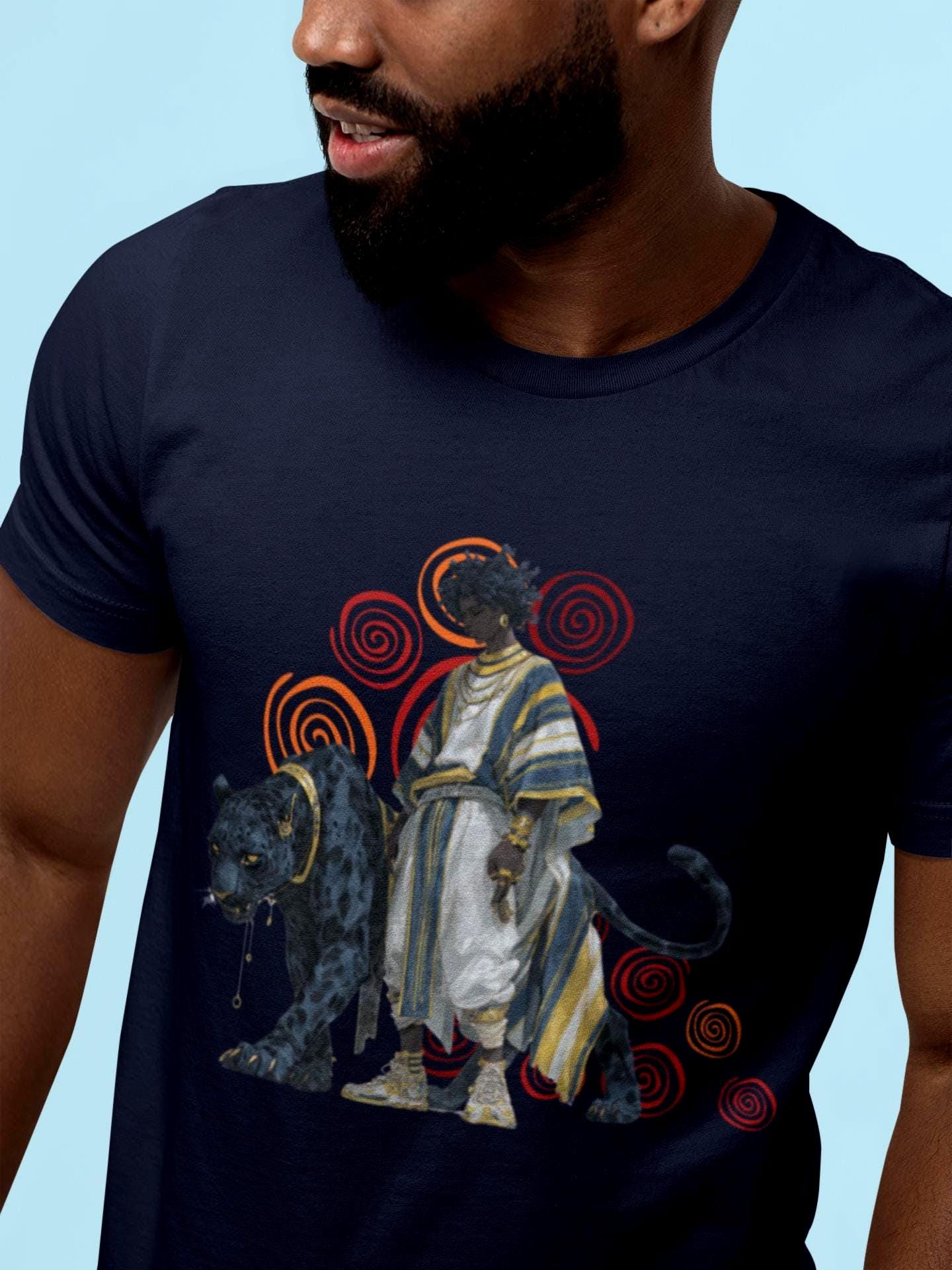 African and Panther Tee | African Warrior Art Shirt | Afrofuturism Tribal Top | Melanin Tribal Tee | Anime African Man Design