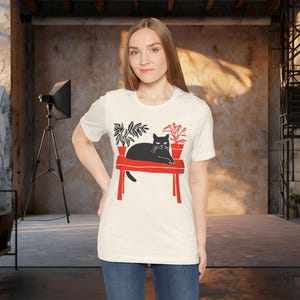 Japanese Zen Cat T-Shirt – Minimalist Asian Art Tee image 9