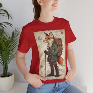 Vintage Fox Adventurer Shirt | Woodland Animal Tee Shirt | Fantasy Forest Explorer Apparel | Hiking Nature Lover Graphic Tee | Bella Canvas image 6