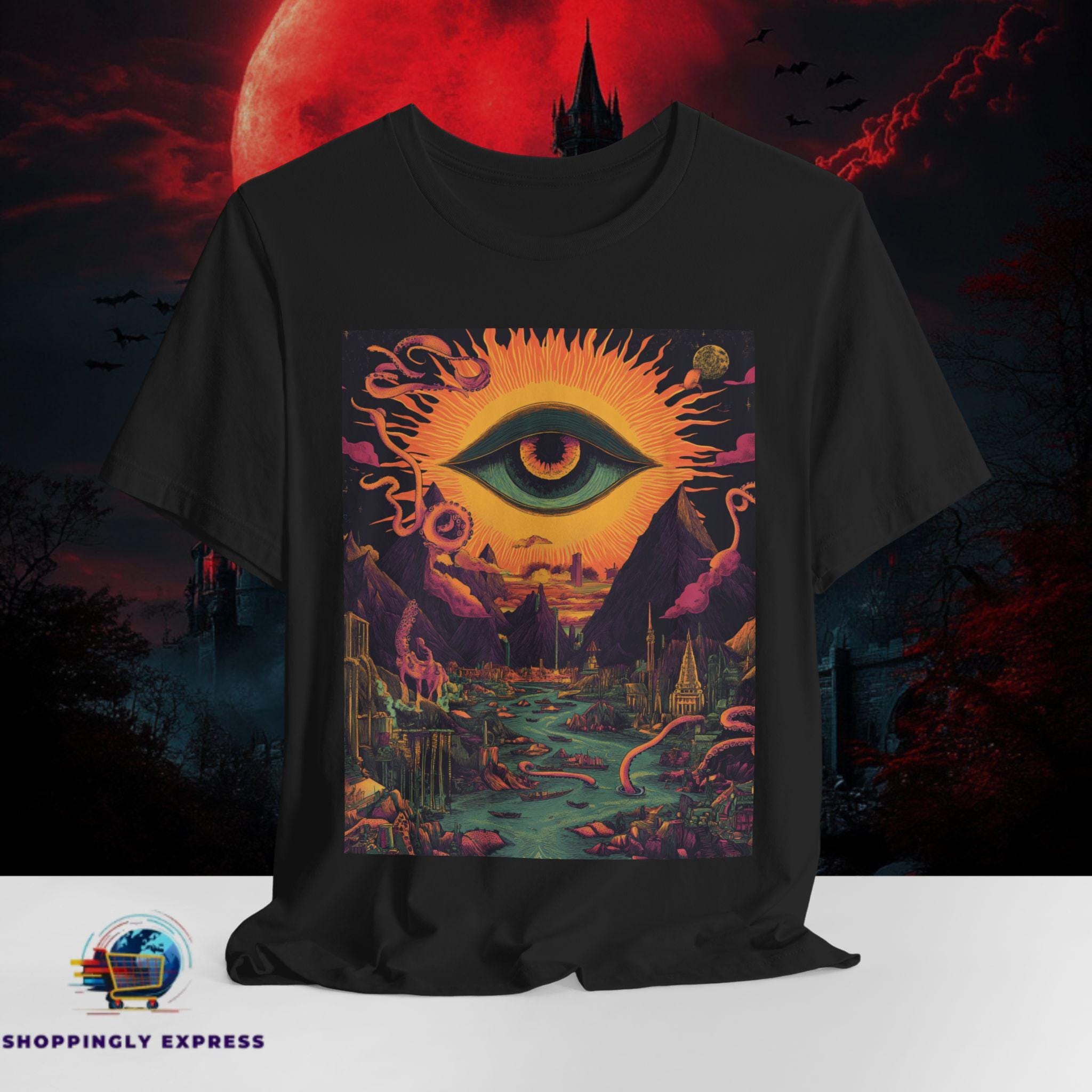 All Seeing Eye Sun T Shirt | Trippy Cosmic Surveillance Tee