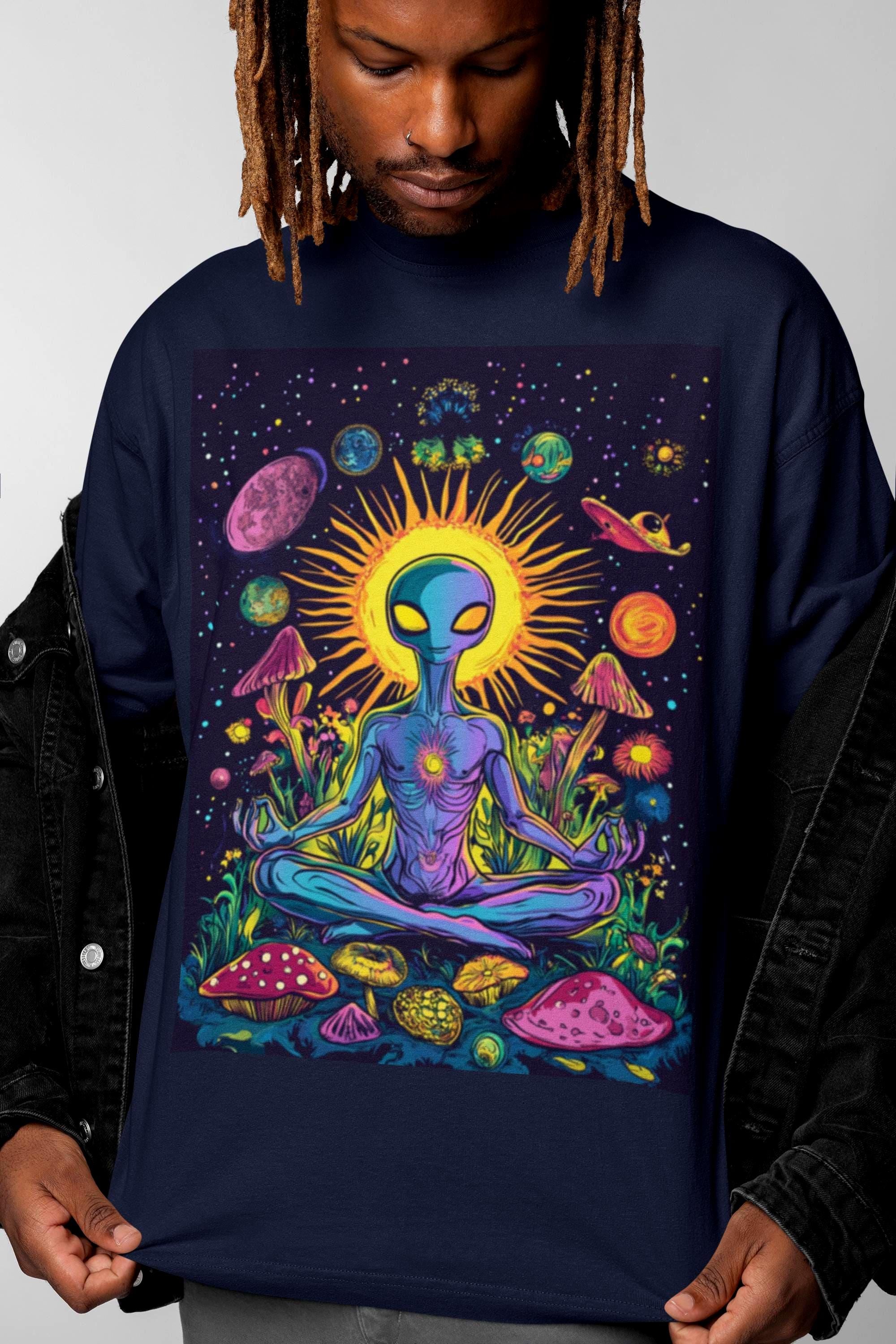 エイリアン瞑想Tシャツ | サイケデリックエイリアン禅シャツ - Etsy 日本