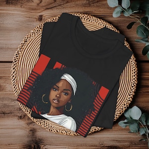 Afro Black Woman Shirt - Melanin Poppin Tee, Afrocentric Apparel, Black History Month T-Shirt, Black Girl Magic, African American Fashion