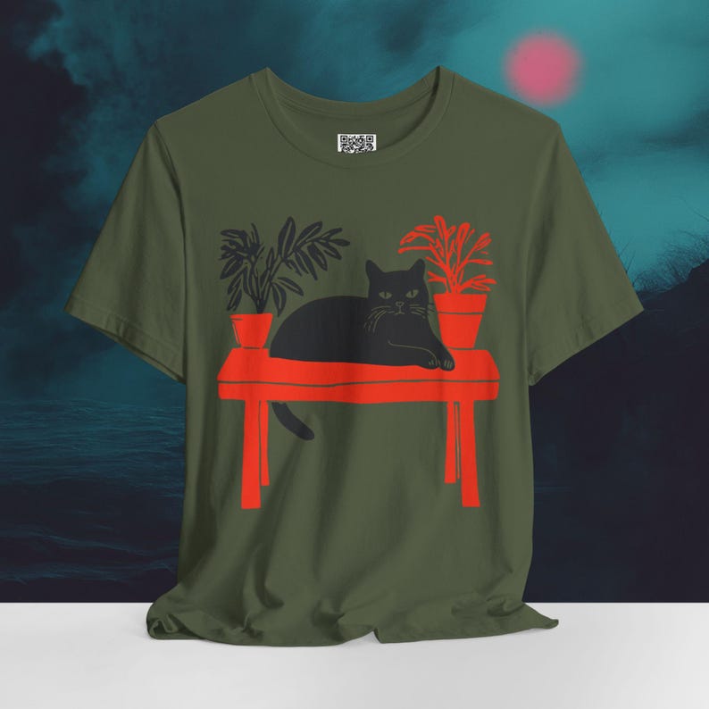 Japanese Zen Cat T-Shirt – Minimalist Asian Art Tee image 3