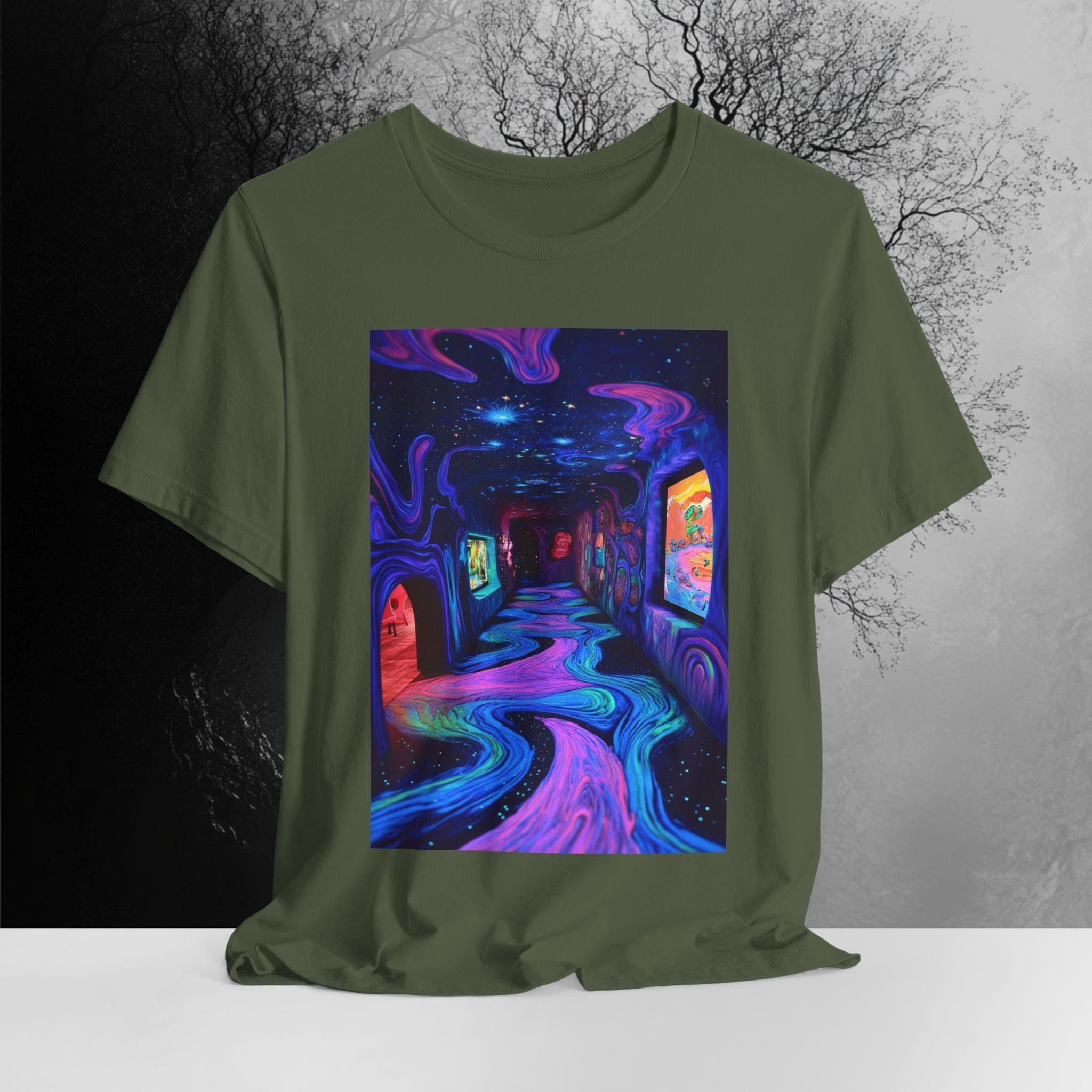 Psychedelic Hallway T-shirt | Neon Trippy Art, Surreal Fashion - Etsy