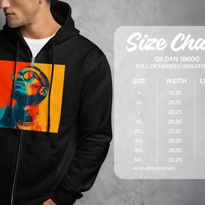 Modern graphic hoodie, vibrant colorful design sweatshirt, full zip hooded pullover, trendy casual wear, men's clothing