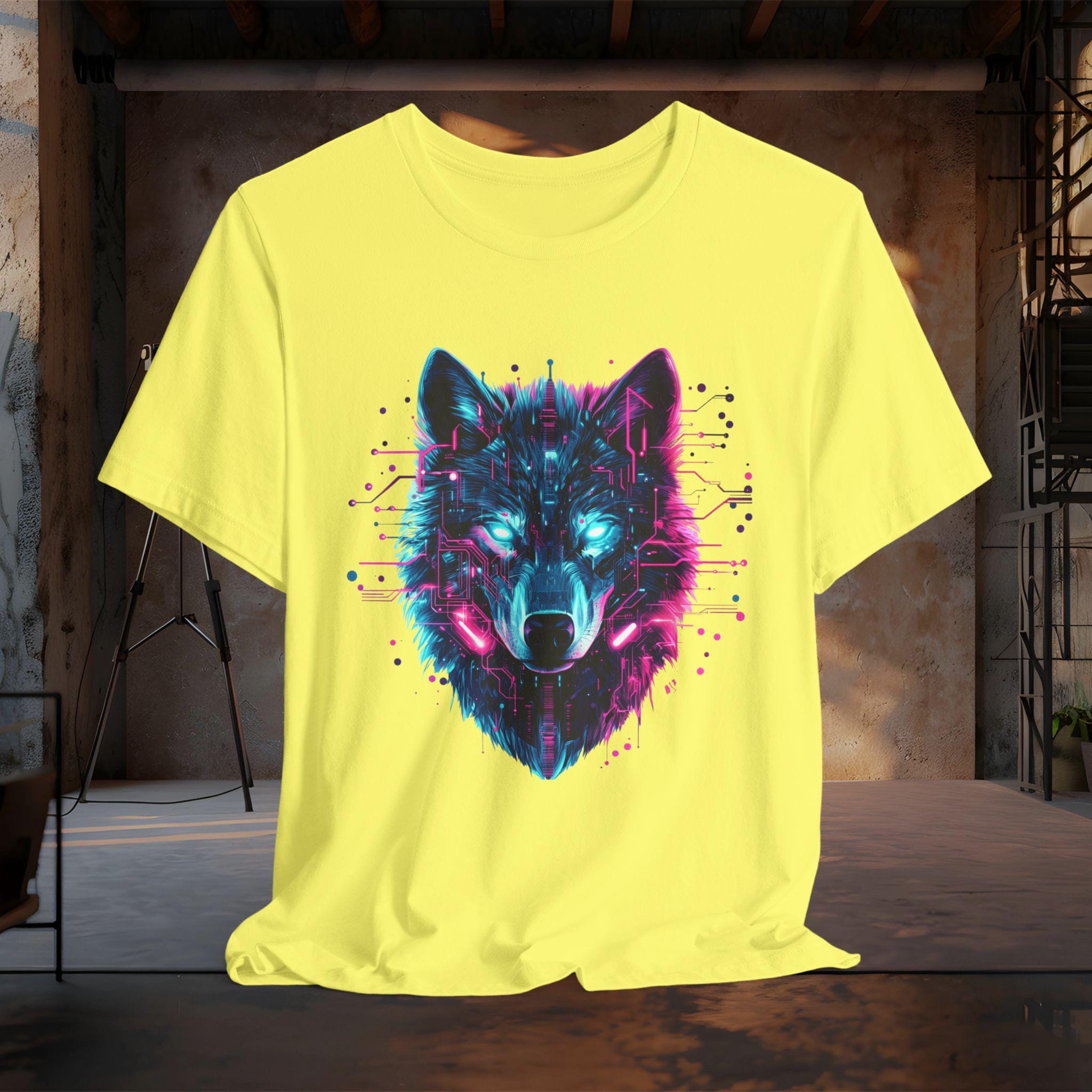 Cyber Wolf T-shirt | Futuristic Techwear Wolf Tee | Glitchcore