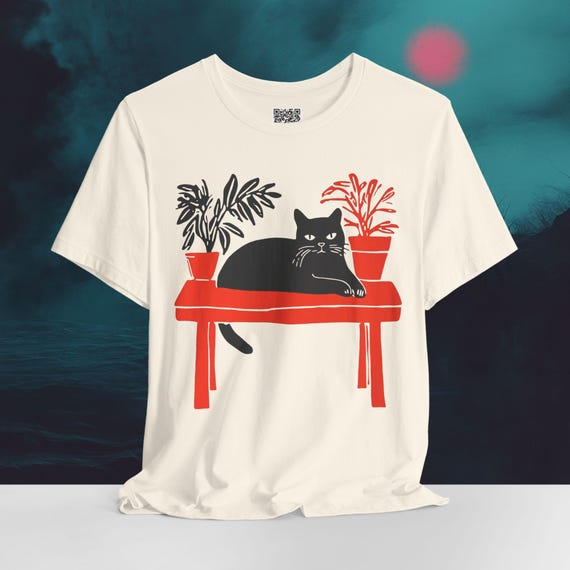 Japanese Zen Cat T-Shirt – Minimalist Asian Art Tee