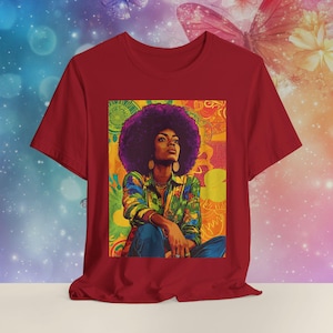 Afrocentric Queen Graphic T-Shirt | Melanin Poppin Apparel | Art Tee for Women | Black Girl Magic Retro Shirt | Bella Canvas Sizes XS to 5XL