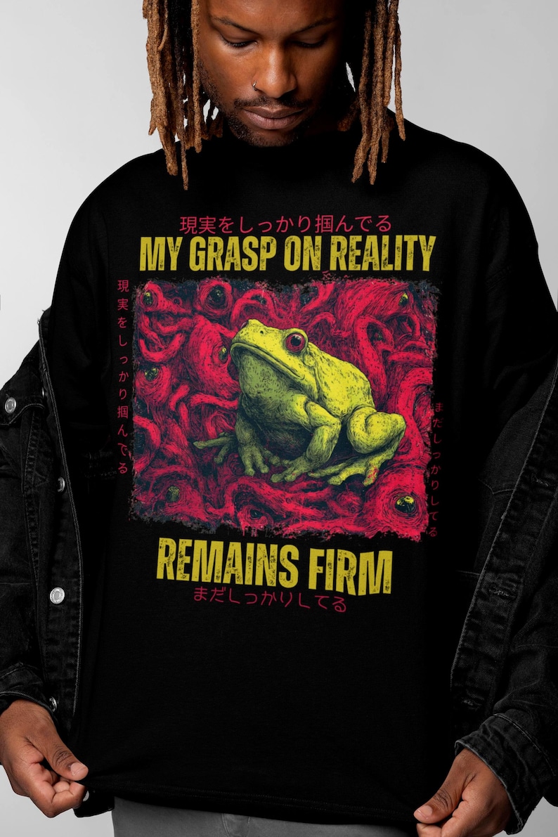Grasp on Reality Frog Graphic Tee, Unique Artistic Frog Shirt, Cool Graphic Tee, Bold Design Frog Top, Edgy Fashion Shirt