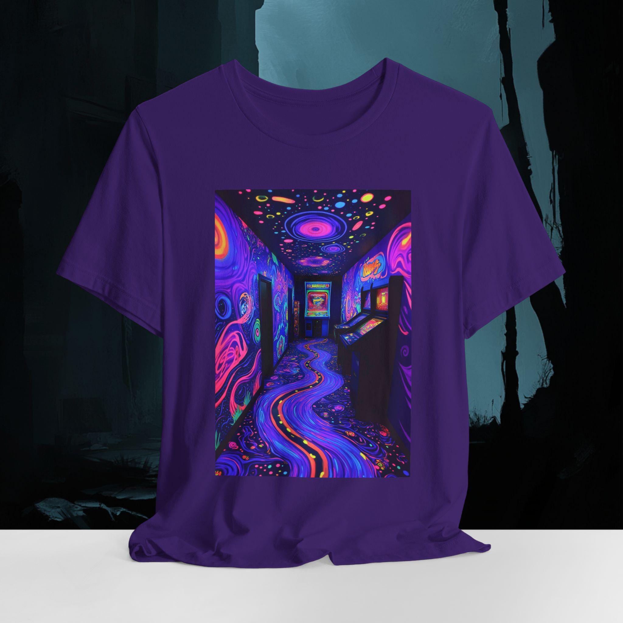 Neon Arcade Psychedelic T-Shirt | Trippy Apparel | Retro Gamer Vibes, Surreal Glow Art | Bella Canvas Print Shirt XS to 5XL