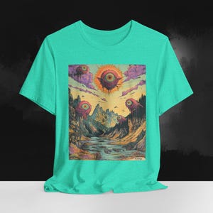 Floating Eyes Psychedelic T-Shirt | Surreale Kleidung | Funky Art Tee, Alt Ästhetik | Bella Canvas Print Shirt XS bis 5XL