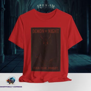 Demon Of Night T-Shirt | Gothic Demon Horror Shirt | Vintage Dark Monster Tee | Feed Fear Forget | Bella Canvas