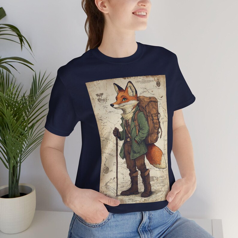 Vintage Fox Adventurer Shirt | Woodland Animal Tee Shirt | Fantasy Forest Explorer Apparel | Hiking Nature Lover Graphic Tee | Bella Canvas image 8
