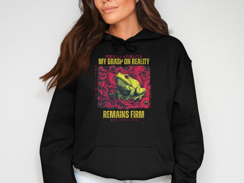 Graphic Hoodie, Frog Design Sweatshirt, Unique Trendy Apparel, Casual Streetwear, Cool Printed Pullover, Comfortable Outerwear