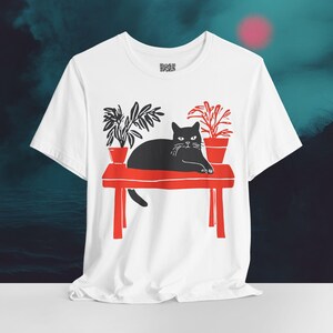Japanese Zen Cat T-Shirt – Minimalist Asian Art Tee image 2