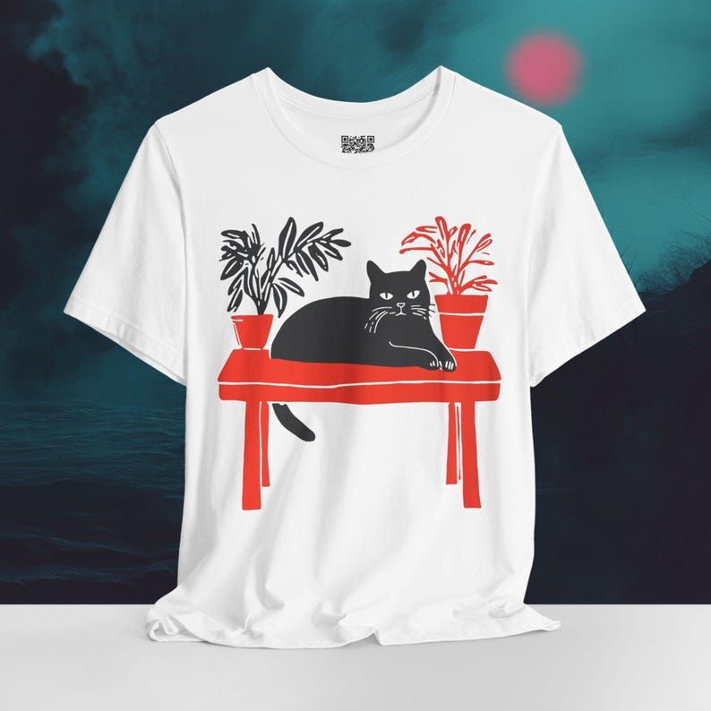 Japanese Zen Cat T-Shirt – Minimalist Asian Art Tee image 2