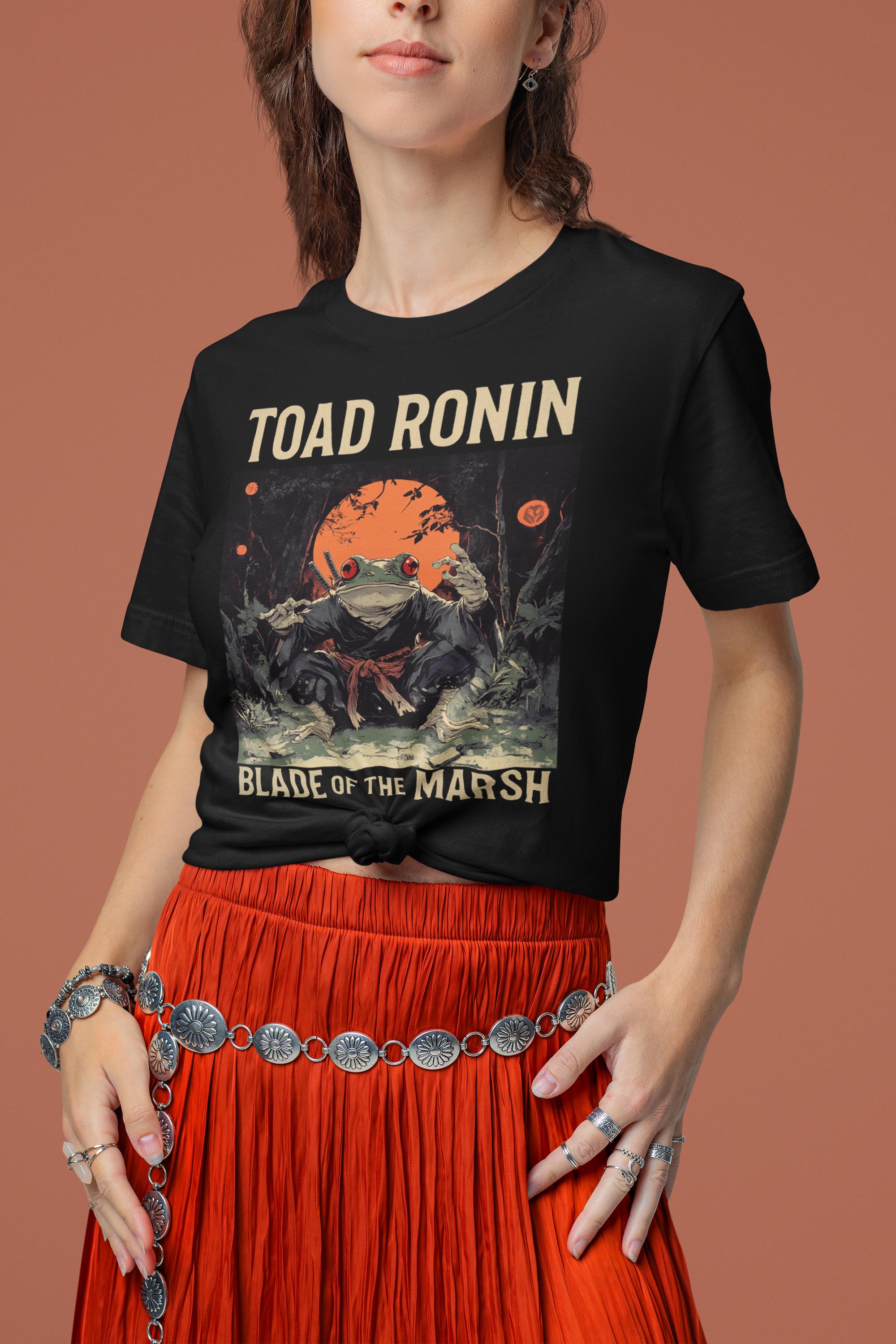 Toad Ronin Shirt | Japanese Frog Samurai Ninja Tee | Yokai Bushido Toad Graphic | Japan Frog Fashion Top | Ninja Frog Yokai Shirt