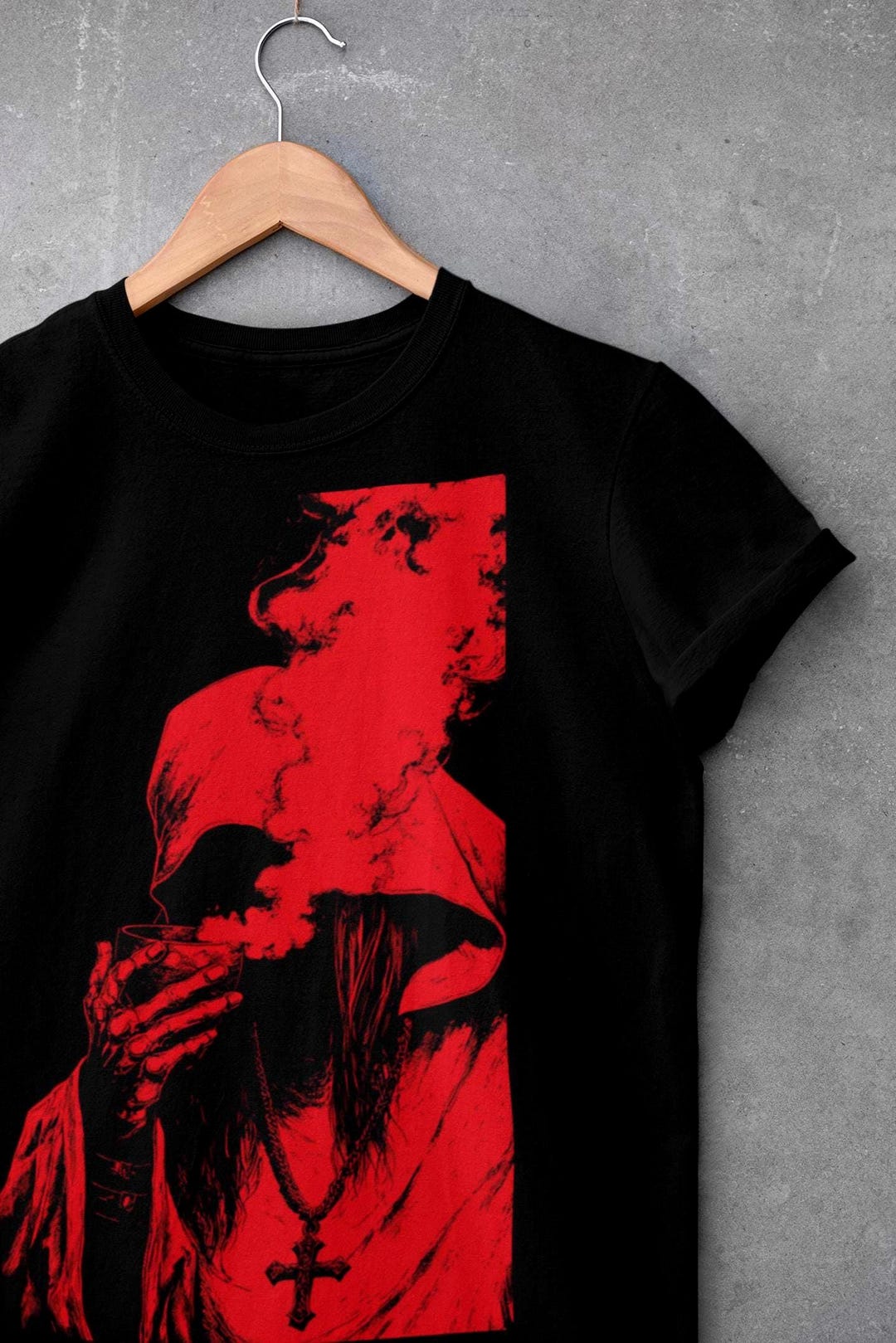Satanic Merch Satanic Aesthetic T-shirt | Occult Cross Hooded Figure Tee | Dark ...