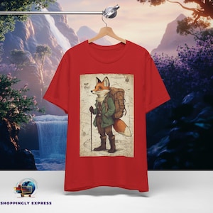 Vintage Fox Adventurer Shirt | Woodland Animal Tee Shirt | Fantasy Forest Explorer Apparel | Hiking Nature Lover Graphic Tee | Bella Canvas image 5