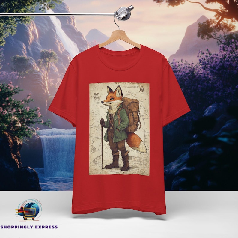 Vintage Fox Adventurer Shirt | Woodland Animal Tee Shirt | Fantasy Forest Explorer Apparel | Hiking Nature Lover Graphic Tee | Bella Canvas image 5