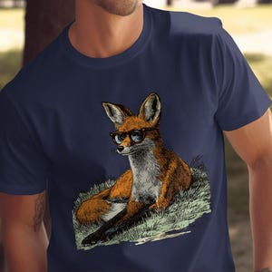 Cool Fox Graphic T-Shirt, Funny Animal Tee, Hipster Fox Shirt, Unique Gifts for Him, Quirky Wildlife Apparel, Trendy Casual Wear