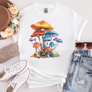 Mushroom Graphic Tee, Nature Lover Shirt, Fungi Shirt, Botanical T-shirt, Gift for her, Gift for him, Unisex Mushrooms T-Shirt, Comfy