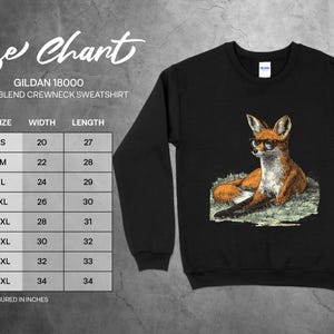 Fox with Sunglasses Crewneck Sweatshirt, Cool Fox Graphic Pullover, Animal Lover Apparel, Unisex Casual Fox Sweatshirt