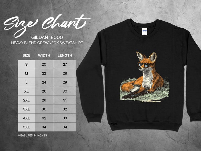 Fox with Sunglasses Crewneck Sweatshirt, Cool Fox Graphic Pullover, Animal Lover Apparel, Unisex Casual Fox Sweatshirt