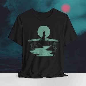 Gothic T-Shirt | The Moonwatcher Graphic Gothic Apparel | Dark Fantasy Soft Unisex Bella Canvas Shirt XS to 5XL.