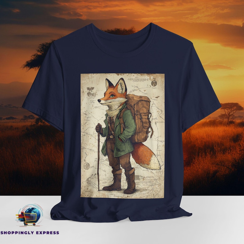 Vintage Fox Adventurer Shirt | Woodland Animal Tee Shirt | Fantasy Forest Explorer Apparel | Hiking Nature Lover Graphic Tee | Bella Canvas image 4