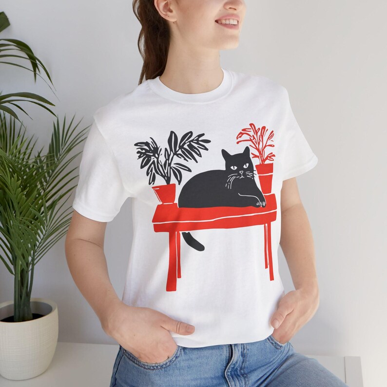 Japanese Zen Cat T-Shirt – Minimalist Asian Art Tee image 4