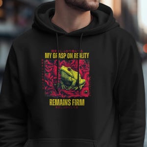 Funny Frog Hoodie, Japanese Style Hoodie, Graphic Hoodie, Unique Pullover, Cool Streetwear, Casual Unisex Hoodie, Trendy Outfit