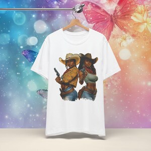 Melanin Rodeo-skjorta - Svart western cowgirl-t-shirt, afro-vilda västern-kläder, lantligt mode, XS-5XL mjuk överdimensionerad grafisk t-shirt. bild 6