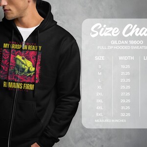 Full Zip Hoodie with Frog Print, Men's Black Graphic Zipper Sweatshirt, Casual Comfortable Outdoor Wear, Unique Design